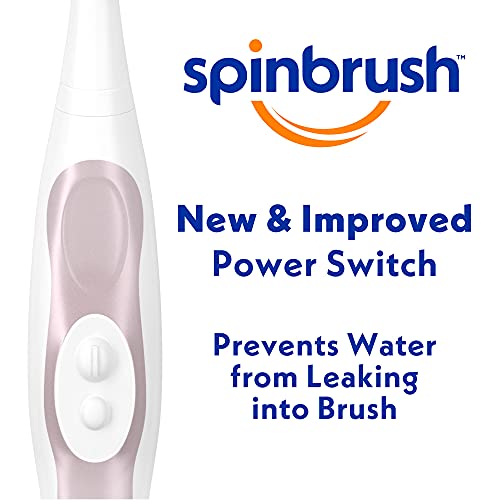 Spinbrush PRO WHITEN Battery Powered Toothbrush, Medium Bristles, 1 Count, Rose Gold or Silver Color May Vary