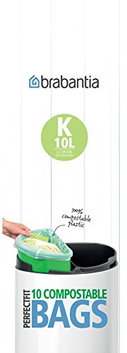 Brabantia Compostable Bin Liners, Size K, Litre, 10 Bag roll