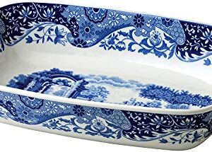 Spode Blue Italian Collection Baking Dish with Handles, Lasagna Pan, Oven to Table Baking Dish, Handled Serving Tray, Oven Safe Cookware, 11.5 x 8, (Blue/White)