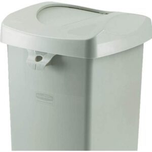 Rubbermaid Commercial Products Untouchable Square Trash/Garbage Can, 23-Gallon, Beige, Wastebasket for Outdoor/Restaurant/School/Kitchen