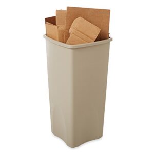 Rubbermaid Commercial Products Untouchable Square Trash/Garbage Can, 23-Gallon, Beige, Wastebasket for Outdoor/Restaurant/School/Kitchen