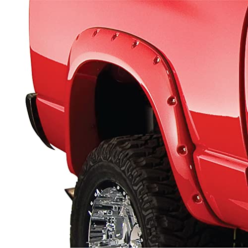 Bushwacker Pocket/Rivet Style Rear Fender Flares | 2-Piece Set, Black, Smooth Finish | 50018-02 | Fits 2002-2008 Dodge Ram 1500 w/ 6.4' Bed; 2003-2009 Ram 2500 w/ 6,4' Bed, 3500 w/ 6.4' or 8.2' Bed