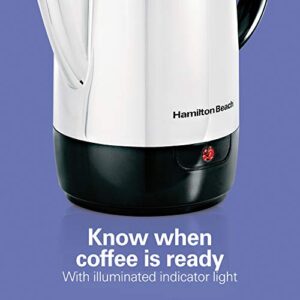 Hamilton Beach 12 Cup Electric Percolator Coffee Maker, Stainless Steel, Quick Brew, Vintage Spout