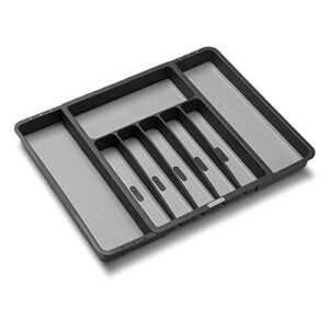 madesmart expandable silverware tray – granite | classic collection | 8-compartments | kitchen organizer | soft-grip lining | easy to clean | bpa-free