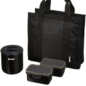 Tiger LWY-T036-K Tiger Thermos Insulated Lunch Box, Stainless Steel Lunch Jar, Rice Bowl, Approx. 1.8 Cups, Tote Bag, Black