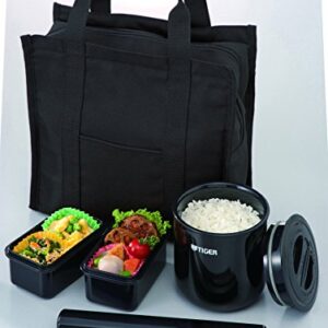 Tiger LWY-T036-K Tiger Thermos Insulated Lunch Box, Stainless Steel Lunch Jar, Rice Bowl, Approx. 1.8 Cups, Tote Bag, Black