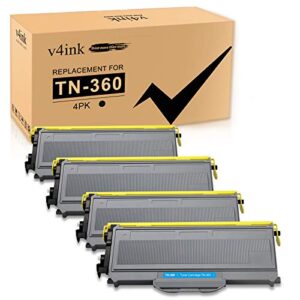 v4ink compatible toner cartridge replacement for brother tn360 tn330 work with hl-2140 hl-2170w dcp-7030 dcp-7040 mfc-7340 mfc-7345n mfc-7440n mfc-7840w printer, 4-pack