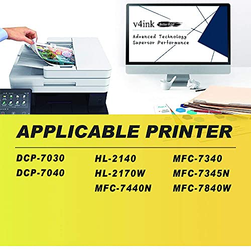 v4ink Compatible Toner Cartridge Replacement for Brother TN360 TN330 Work with HL-2140 HL-2170W DCP-7030 DCP-7040 MFC-7340 MFC-7345N MFC-7440N MFC-7840W Printer, 4-Pack