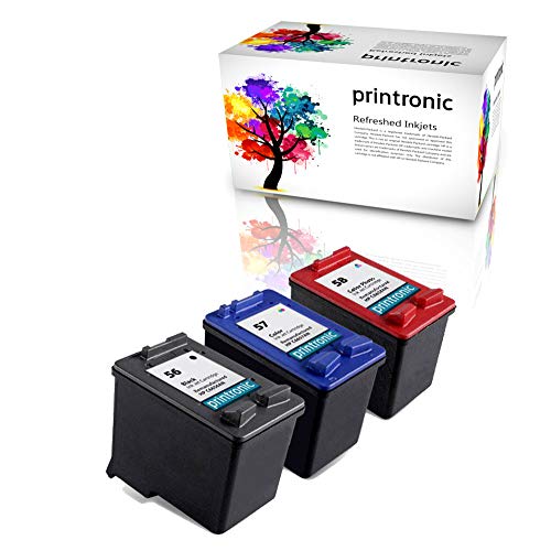 Printronic Remanufactured Ink Cartridge Replacement for HP 56 57 58 C6656AN C6657AN C6658AN (1 Black 1 Color 1 Photo Color) 3 Pack