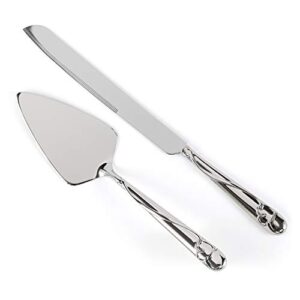 hortense b. hewitt wedding accessories cake and knife serving set, graceful heart