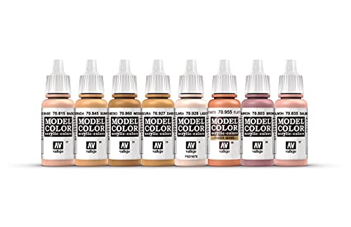 Vallejo Face/Skin Colors Paint Set, 8-Colors, 17ml