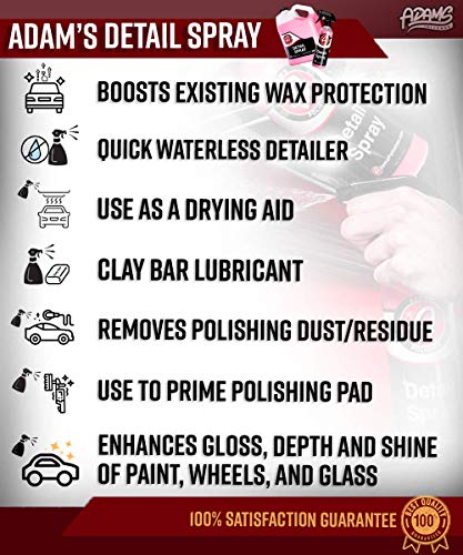 Adam's Detail Spray 16oz - Quick Waterless Detailer Spray for Car Detailing | Polisher Clay Bar & Car Wax Boosting Tech | Add Shine Gloss Depth Paint | Car Wash Kit & Dust Remover