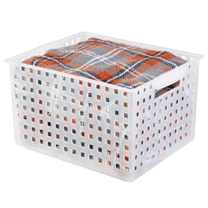 idesign modulon x/6 bpa-free recycled plastic large stackable basket, 11.2″ x 14.3″ x 8.1″, frost