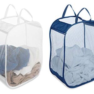 Whitmor Pop & Fold Laundry Bag, White or Blue