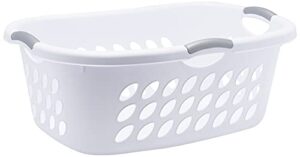 hip hold plastci laundry basket, white with titanium handles