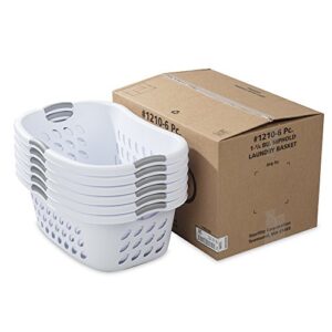 Hip Hold Plastci Laundry Basket, White with Titanium Handles