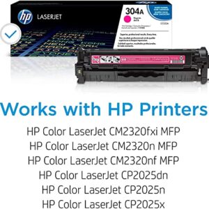 Original HP 304A Magenta Toner Cartridge | Works with HP Color LaserJet CM2320 MFP, HP Color LaserJet CP2025 Series | CC533A