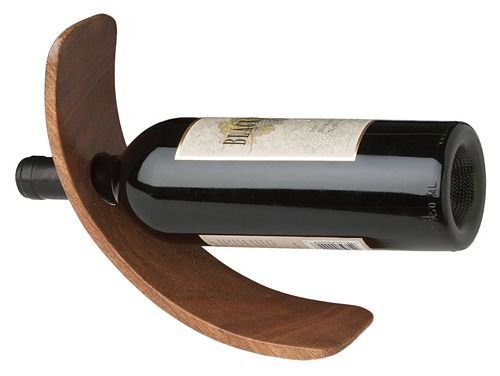 Curved Single Bottle Wood Stand - 9258