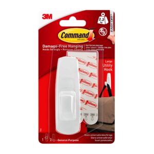 Command Large Utility Hook, White, 1-Hook, 2-Strips (17003ES)