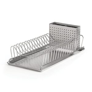 polder 3-piece compact dish rack includes utensil holder, wire rack and rimmed catch tray – 100% stainless stel