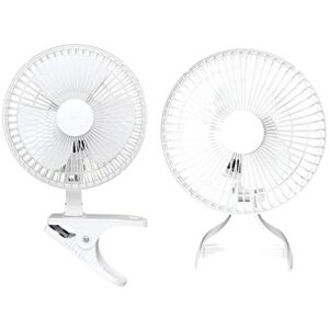 optimus f-0645a 6-inch 2-speed convertible personal clip-on/table fan, white