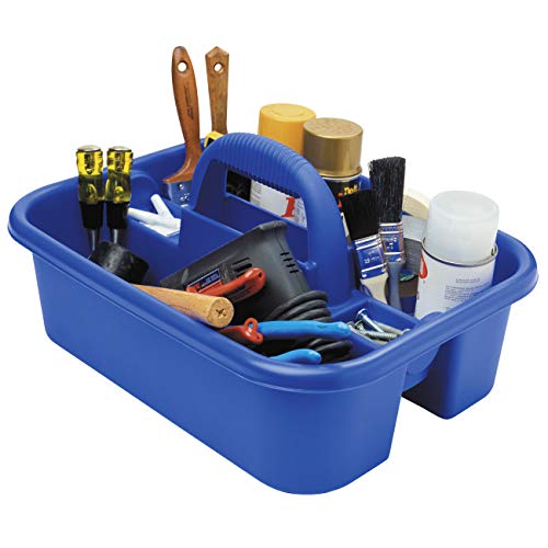 Akro-Mils 09185 Plastic Tote Tool & Supply Cleaning Caddy with Handle, (18-3/8-Inch x 13-7/8-Inch x 9-Inch), Blue (09185BLUE)