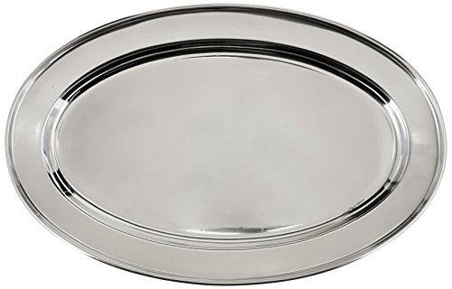 Winco OPL-14 Stainless Steel Oval Platter, 14-Inch by 8.75-Inch