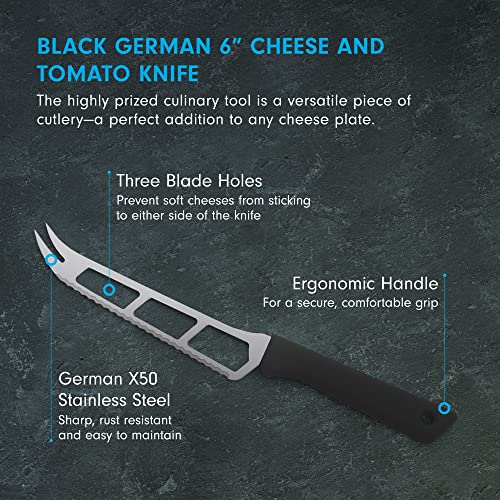 Messermeister German 6” Cheese & Tomato Knife, Black - Made in Solingen, Germany