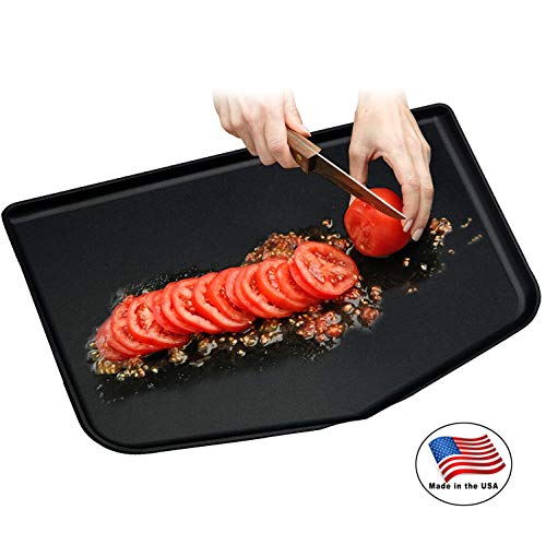 Chop Keeper Chopping Tray with Raised Sides and Easy-Guide Funnel, Midnight Black, Stainless and Copper, 3-Pack - Argee RG908/3