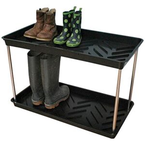 Tierra Garden GP105B Black 2-Tiered Recycled Plastic Boot Tray