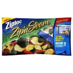 ziploc zip ‘n steam microwave cooking bags, medium 10-count (pack of 6)