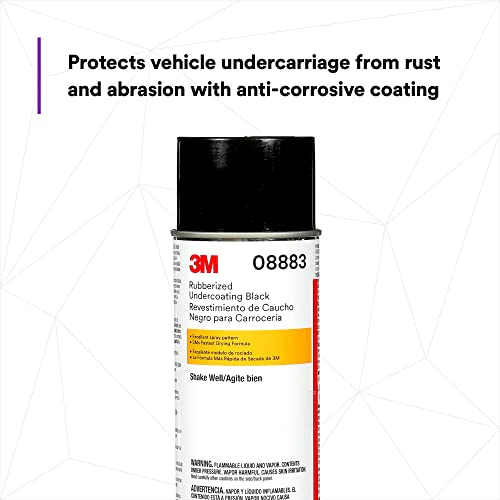 3M Rubberized Undercoating Aerosol Spray, 08883, 19.7 oz, Textured Finish, Anti-Corrosive, Multi-Purpose for Automotive Cars, Trucks, and Recreational Vehicles