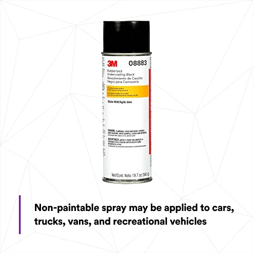 3M Rubberized Undercoating Aerosol Spray, 08883, 19.7 oz, Textured Finish, Anti-Corrosive, Multi-Purpose for Automotive Cars, Trucks, and Recreational Vehicles