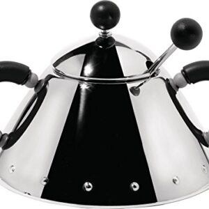 Alessi B Sugar Bowl and Spoon, Black