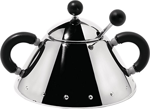 Alessi B Sugar Bowl and Spoon, Black