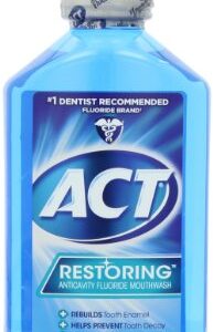 ACT Restoring Fluoride Mouthwash 33.8 fl. oz. Strengthens Tooth Enamel, Cool Mint