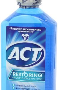 ACT Restoring Fluoride Mouthwash 33.8 fl. oz. Strengthens Tooth Enamel, Cool Mint