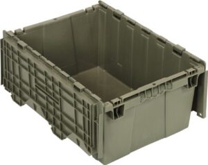 quantum qdc2115-9 plastic storage container with attached flip-top lid, 21″ x 15″ x 9″, gray