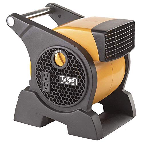 Lasko Pro-Performance High Velocity Utility Fan-Features Pivoting Blower and Built-in Outlets, 1, Yellow 4900