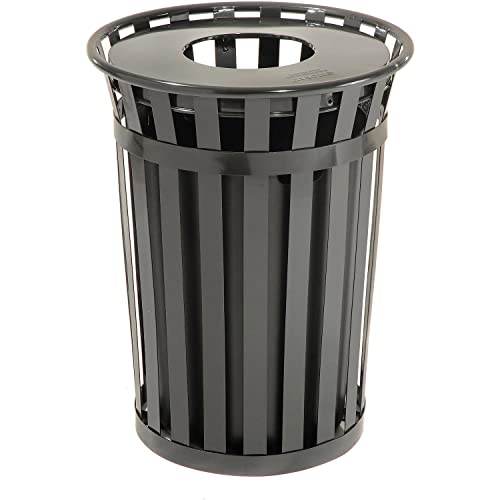 Global Industrial 36 Gallon Outdoor Metal Waste Receptacle, Black