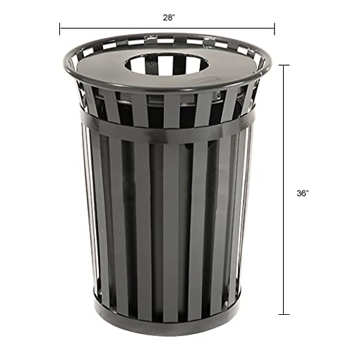 Global Industrial 36 Gallon Outdoor Metal Waste Receptacle, Black