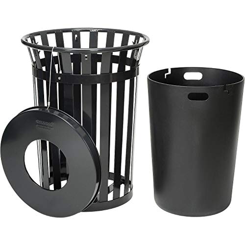 Global Industrial 36 Gallon Outdoor Metal Waste Receptacle, Black