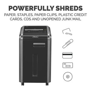 Fellowes Powershred 225Ci Shredder | 100% Jam Proof, 20-Sheet, Cross-Cut, Commercial Grade | 3825001 Model, Black