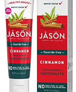 Jason Healthy Mouth Tartar Control Fluoride-Free Paste, Tea Tree Oil & Cinnamon, 4.2 Oz (Packaging May Vary)