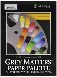 jack richeson grey matters paper palette (50 sheets), 9″ x 12″ paper for paint mixing