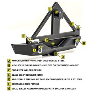 Smittybilt XRC Gen 1 Rear Bumper with Hitch and Tire Carrier (Black) - 76856