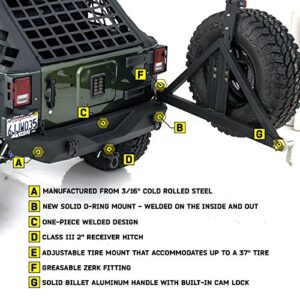 Smittybilt XRC Gen 1 Rear Bumper with Hitch and Tire Carrier (Black) - 76856