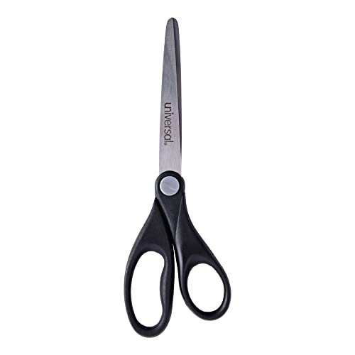 Universal 92008 Stainless Steel Office Scissors, 7" Long, Straight Handle, Black