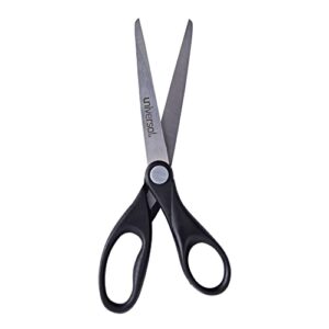 Universal 92008 Stainless Steel Office Scissors, 7" Long, Straight Handle, Black