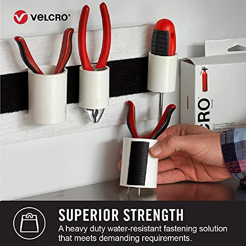 VELCRO Brand Industrial Fasteners Stick-On Adhesive | Professional Grade Heavy Duty Strength Holds up to 10 lbs on Smooth Surfaces | Indoor Outdoor Use, 4in x 2in (2pk), Strips, 2 Sets, 90200